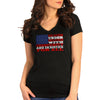 Hot Leathers GLC1570 Ladies Black One Nation Short Sleeve V-Neck T-Shirt