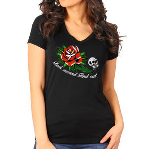 Hot Leathers Fuck Around Find Out Ladies T-Shirt