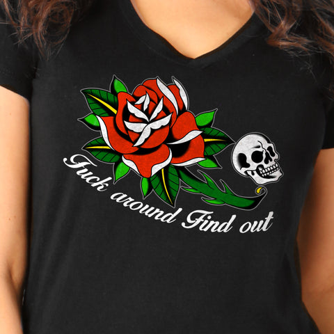 Hot Leathers Fuck Around Find Out Ladies T-Shirt