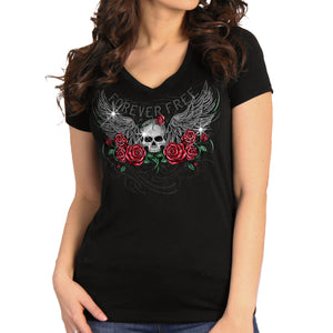 Hot Leathers Ladies Skull Wing Roses