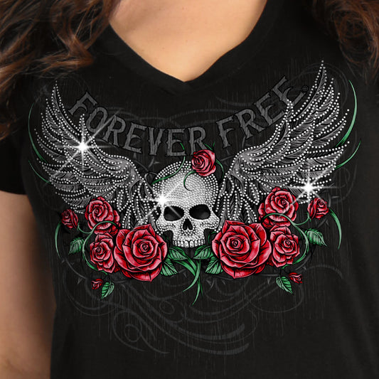 Hot Leathers Ladies Skull Wing Roses