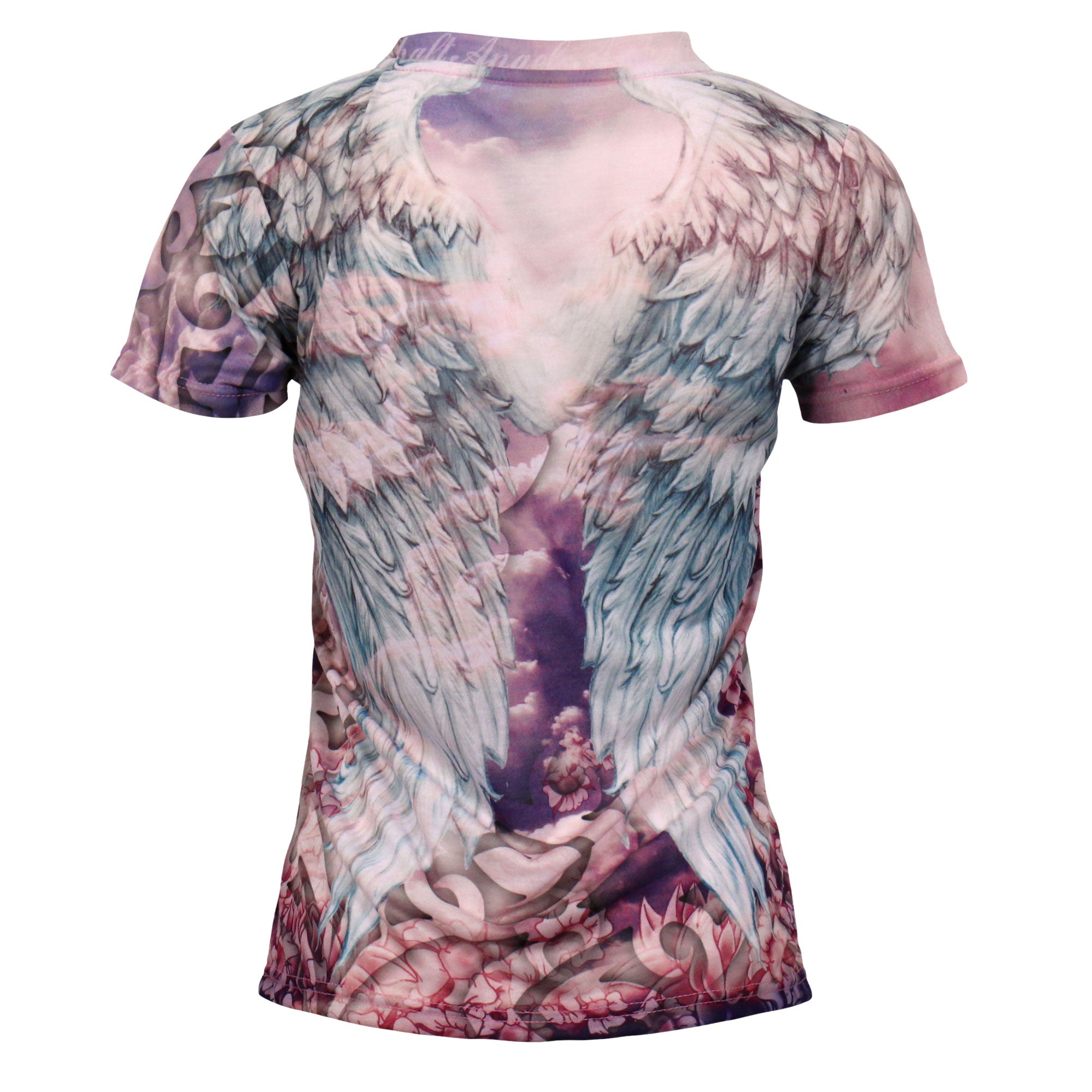 Hot Leathers Ladies Angel Wings Pink Fitted 3D All Over Printed T-Shirt GLS1001