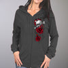 Hot Leathers GLZ4525 Ladies Skull Roses Dark Gray Hooded Sweatshirt
