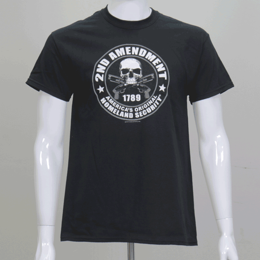 Hot Leathers GMD1158 Mens '2nd Amendment America's Original Homeland Security' Black T-Shirt