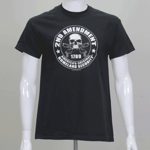 Hot Leathers GMD1158 Mens '2nd Amendment America's Original Homeland Security' Black T-Shirt