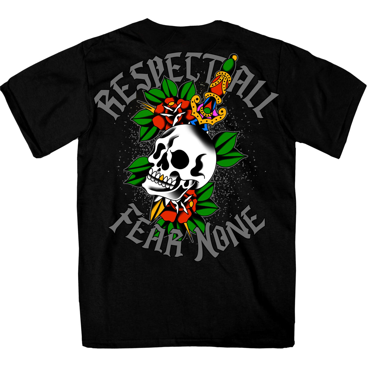 Hot Leathers Respect All Fear None Skull Tattoo T-Shirt