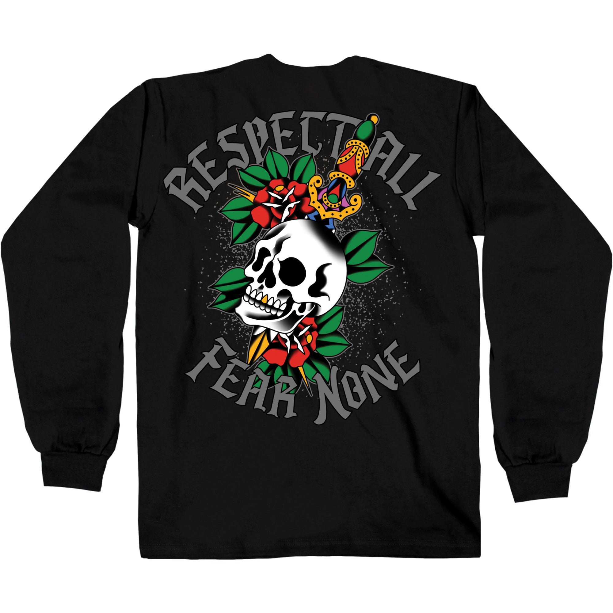 Hot Leathers GMD2514 Men's Black Respect All Fear None Long Sleeve T-Shirt