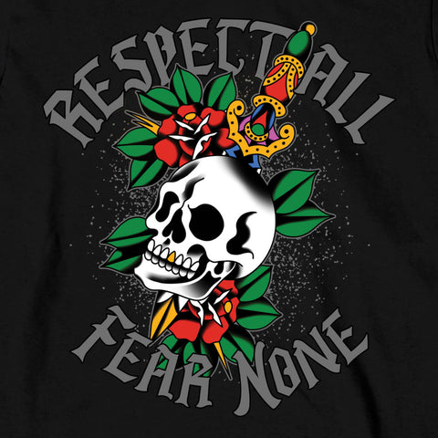 Hot Leathers GMD2514 Men's Black Respect All Fear None Long Sleeve T-Shirt