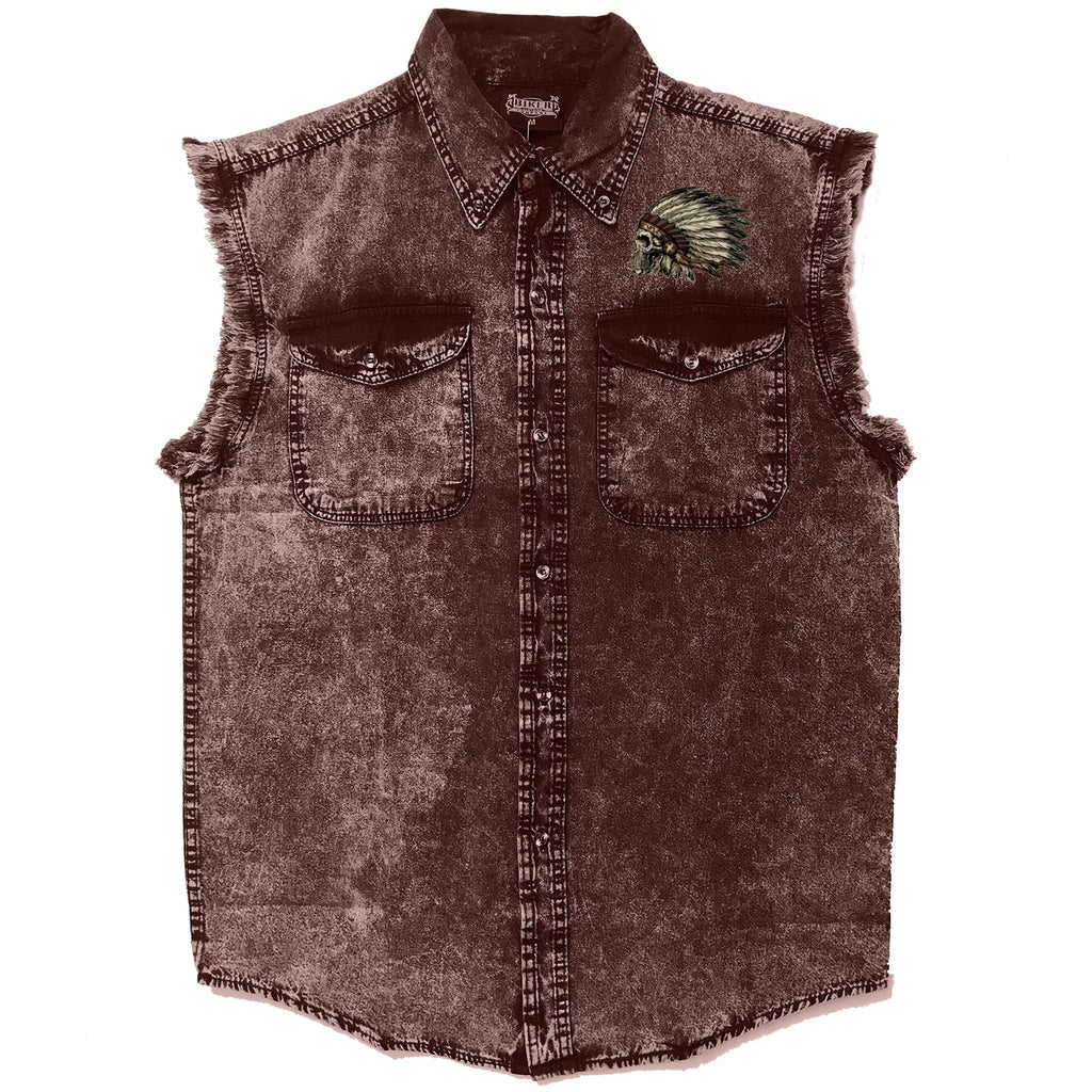 Hot Leathers Native Headdress Sleeveless Denim GMD5473