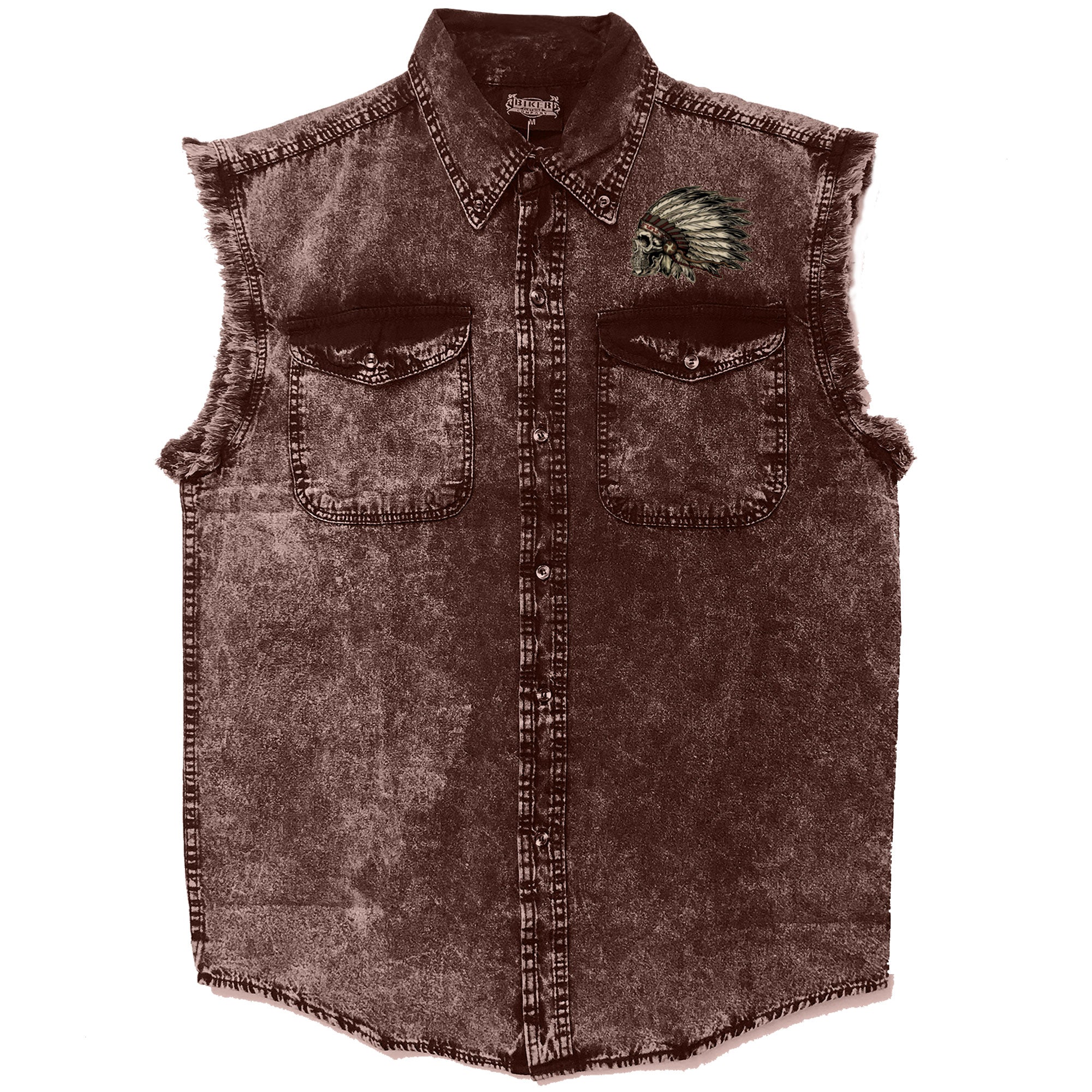 Hot Leathers Native Headdress Sleeveless Denim