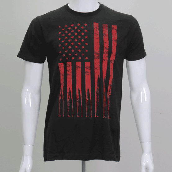 Hot Leathers GML1002 Men’s ‘American Flag Bullets’ Black T-Shirt