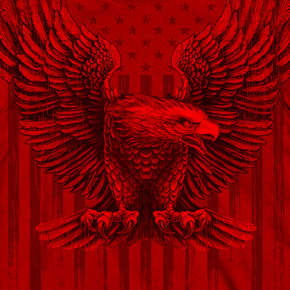 Hot Leathers GMS1482 Mens Short Sleeve Upwing Eagle Red Cardinal T-Shirt