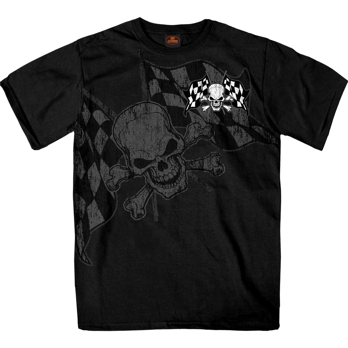 Hot Leathers Checkered Flag Skull T-shirt