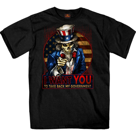 Hot Leathers GMS1527 Mens Black Short Sleeve Uncle Sam Government T-Shirt
