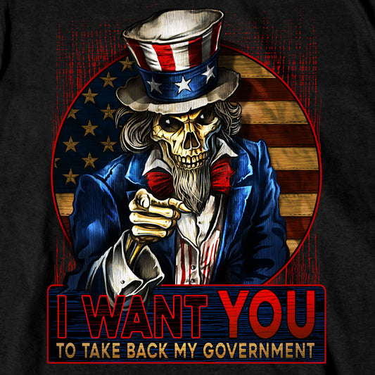 Hot Leathers GMS1527 Mens Black Short Sleeve Uncle Sam Government T-Shirt