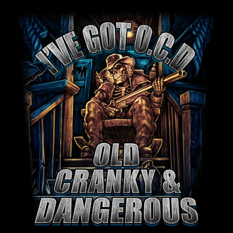 Hot Leathers OCD Old Cranky and Dangerous Mens Black T-Shirt GMS1543