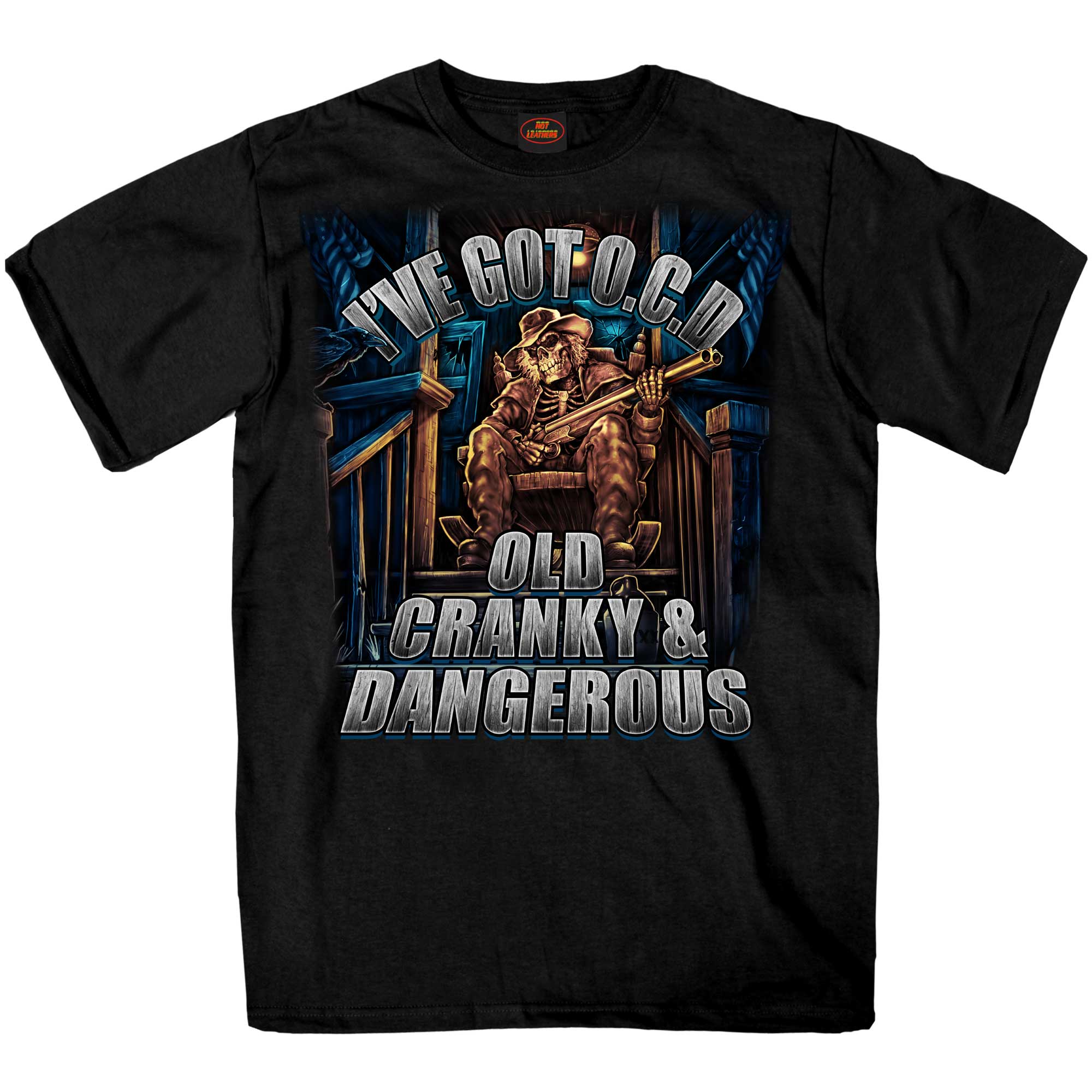 Hot Leathers OCD Old Cranky and Dangerous Mens Black T-Shirt GMS1543