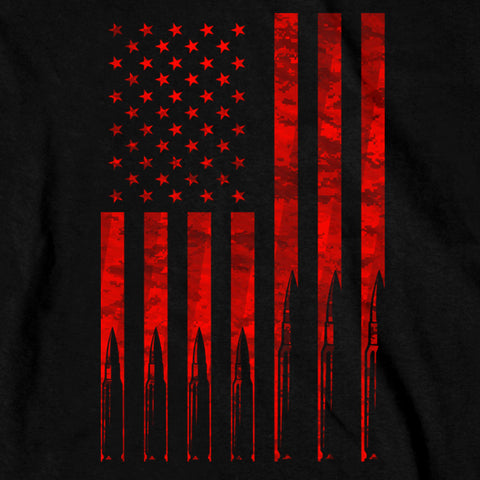 Hot Leathers GMS2430 Men’s ‘Flag Bullets’ Long Sleeve Black T-Shirt