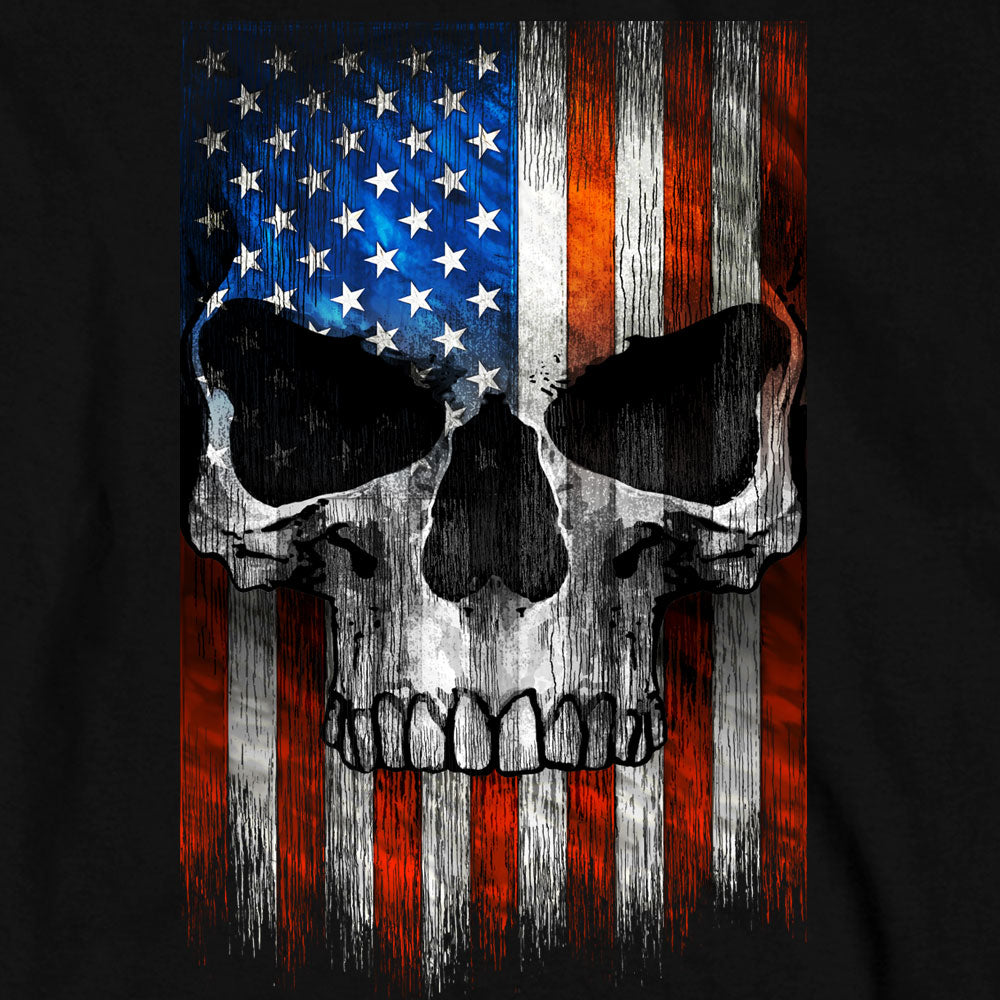 Hot Leathers GMS2483 Men's Long Sleeve Patriot Skull Black Shirt
