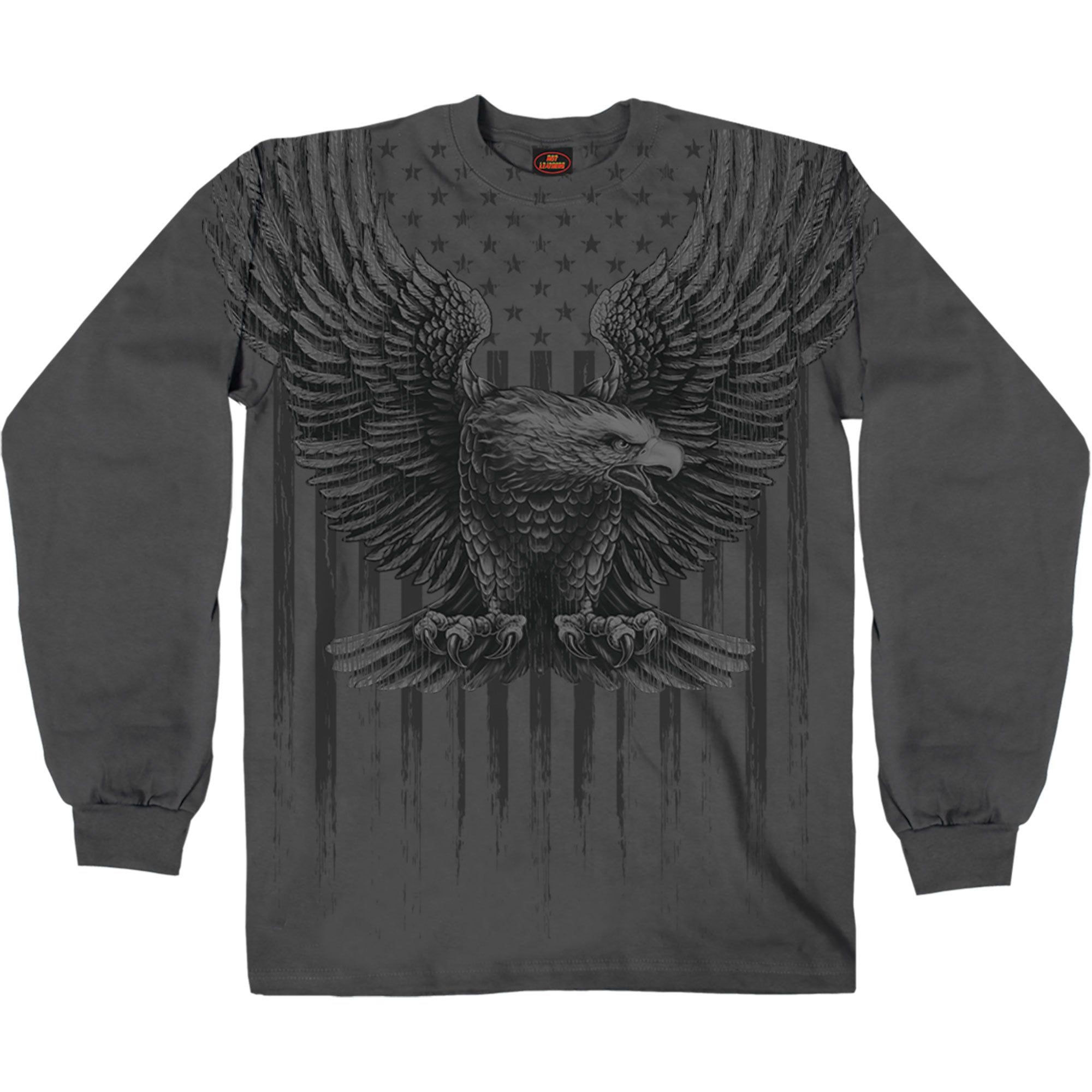 Hot Leathers GMS2524 Men's Charcoal Up-Wing Eagle Long Sleeve T-Shirt