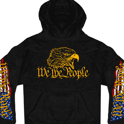 Hot Leathers GMS4485 Men’s Black ‘We the People’ Hoodie with Pocket