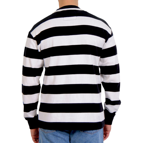 Hot Leathers GMS6001 Men's Black and White Striped Long Sleeve Shirt