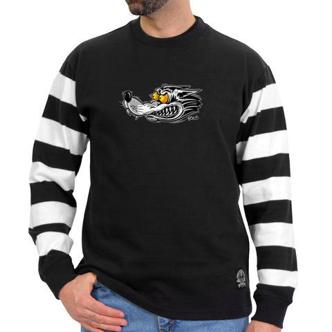 Hot Leathers GMS6004 Men's Black and White 'Race Wolf' Striped Long Sleeve Shirt
