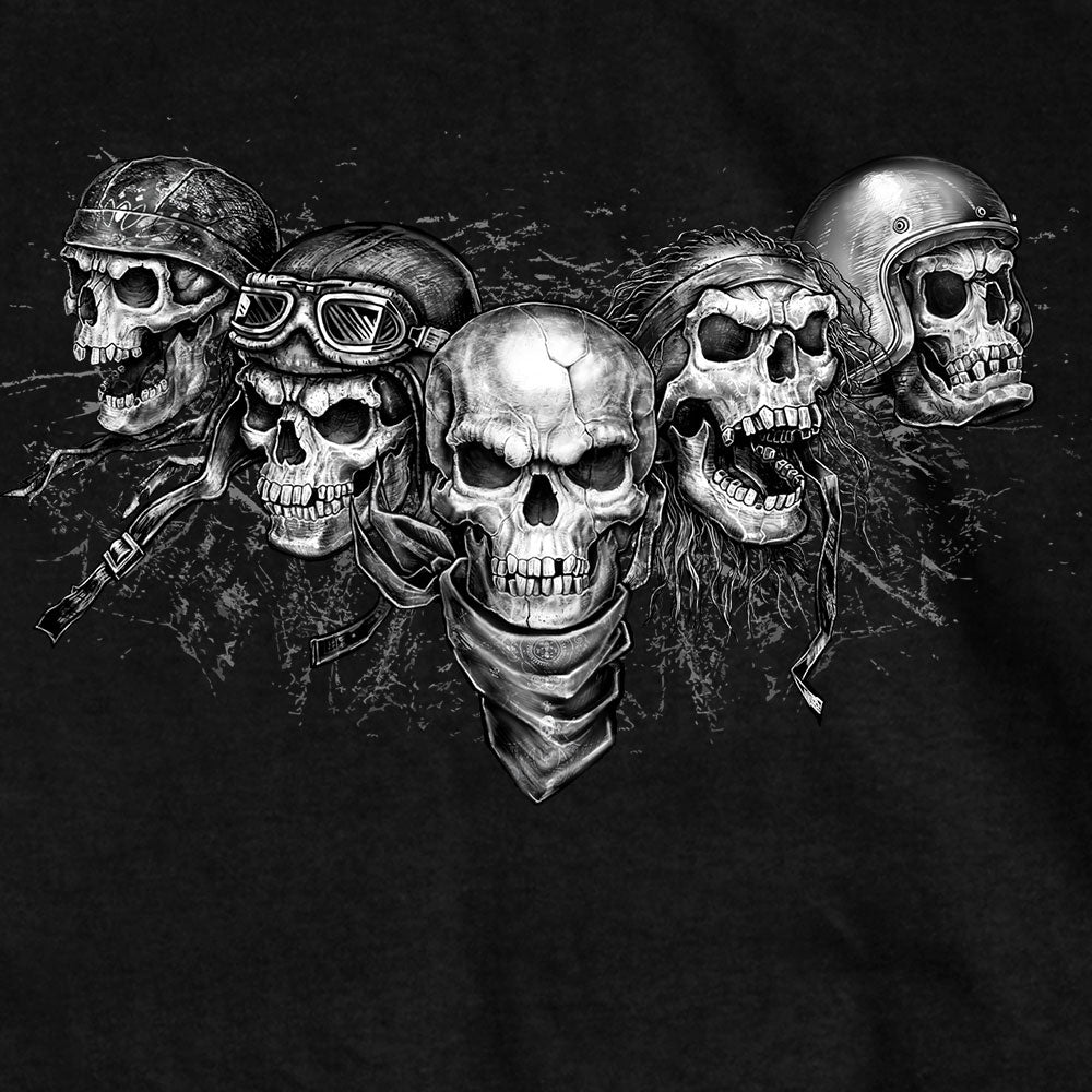 Hot Leathers GMT3423 Mens Five Skull Sleeveless Shooter Black Shirt