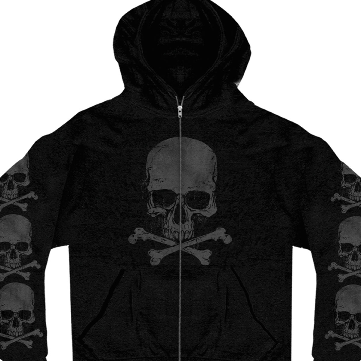 Hot Leathers GMZ4305 Mens Skull and Crossbones Black Hoodie with Zipper Closure