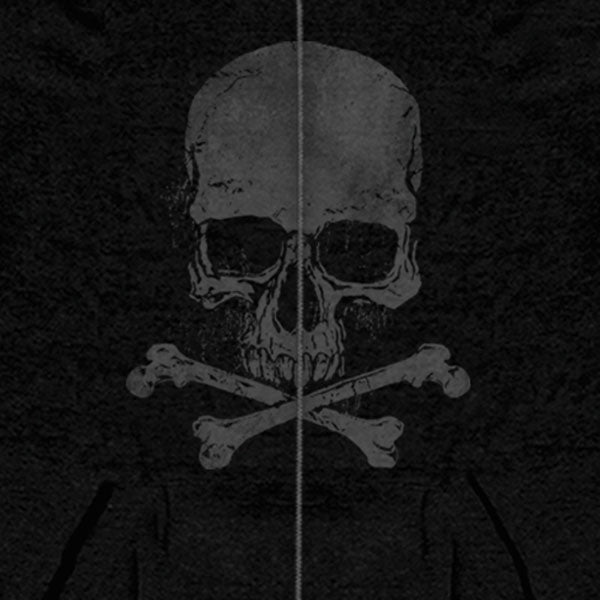 Hot Leathers GMZ4305 Mens Skull and Crossbones Black Hoodie with Zipper Closure