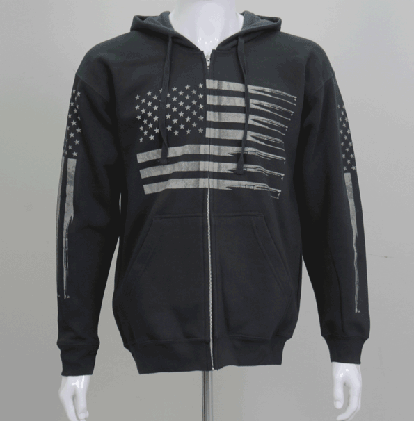 Hot Leathers GMZ4414 Men’s ‘American Flag Bullets’ Black Hoodie with Zipper Closure