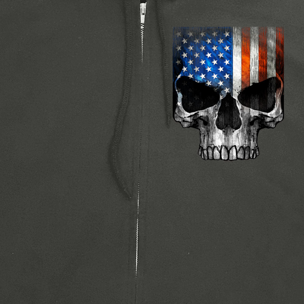 Hot Leathers GMZ4489 Mens Patriotic Skull Charcoal Zip Up Hoodie Sweatshirt