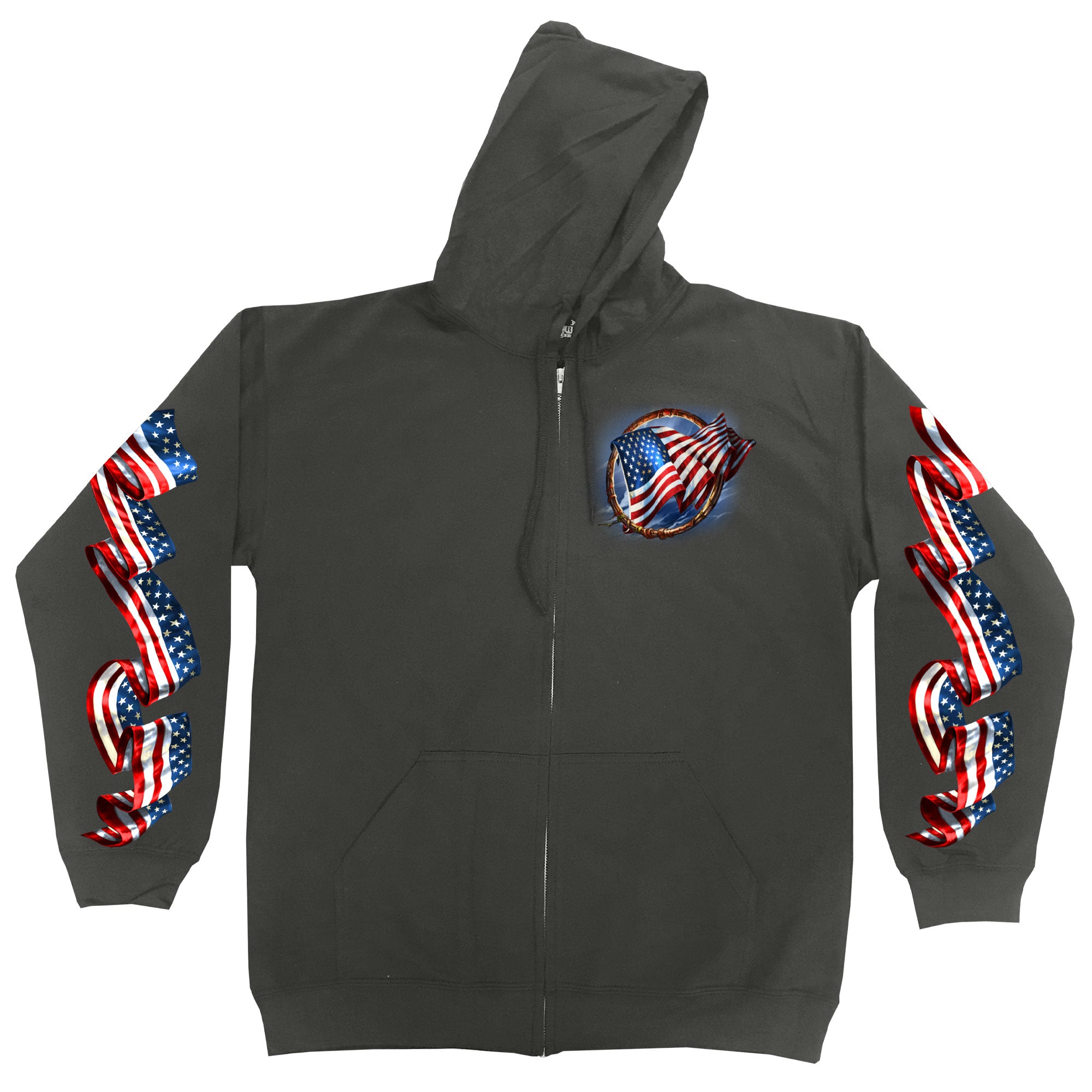 Hot Leathers GMZ4532 Mens Charcoal 'Hoop Eagle Hoodie'