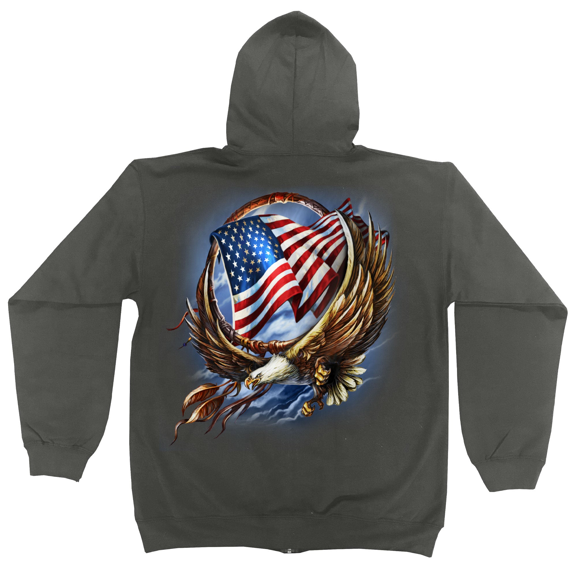 Hot Leathers GMZ4532 Mens Charcoal 'Hoop Eagle Hoodie'