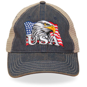 Hot Leathers GSH1023 Eagle Head Flag Trucker Hat