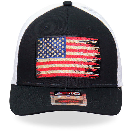 Hot Leathers GSH1025 Tattered Flag Trucker Hat