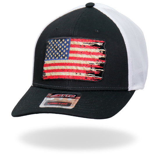 Hot Leathers GSH1025 Tattered Flag Trucker Hat