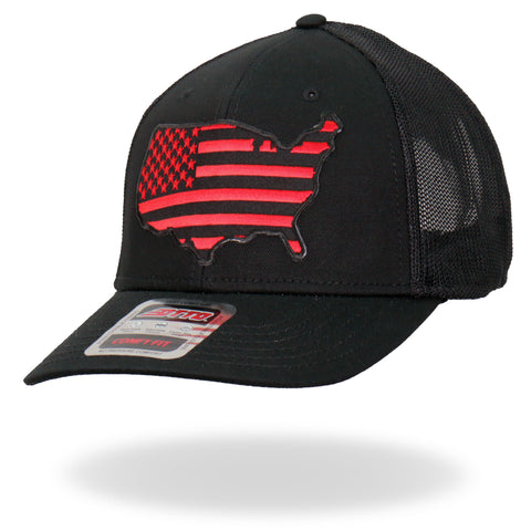 Hot Leathers GSH1036 Red Country Flag Trucker Hat