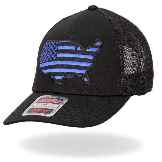 Hot Leathers GSH1037 Blue Country Flag Trucker Hat