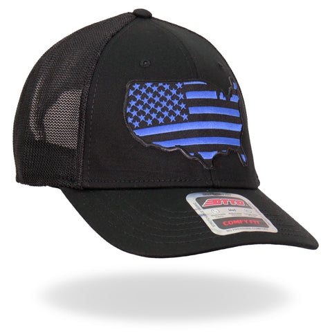 Hot Leathers GSH1037 Blue Country Flag Trucker Hat