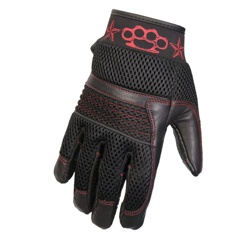 Hot Leathers GVM1302 Uni-Sex Black 'Brass Knuckles' Leather and Mesh Gloves