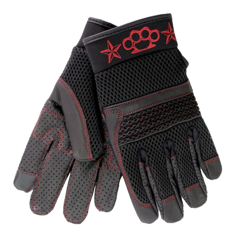 Hot Leathers GVM1302 Uni-Sex Black 'Brass Knuckles' Leather and Mesh Gloves