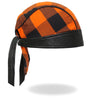 Hot Leathers Black/Orange Buffalo Plaid Lightweight Headwrap HWH1109