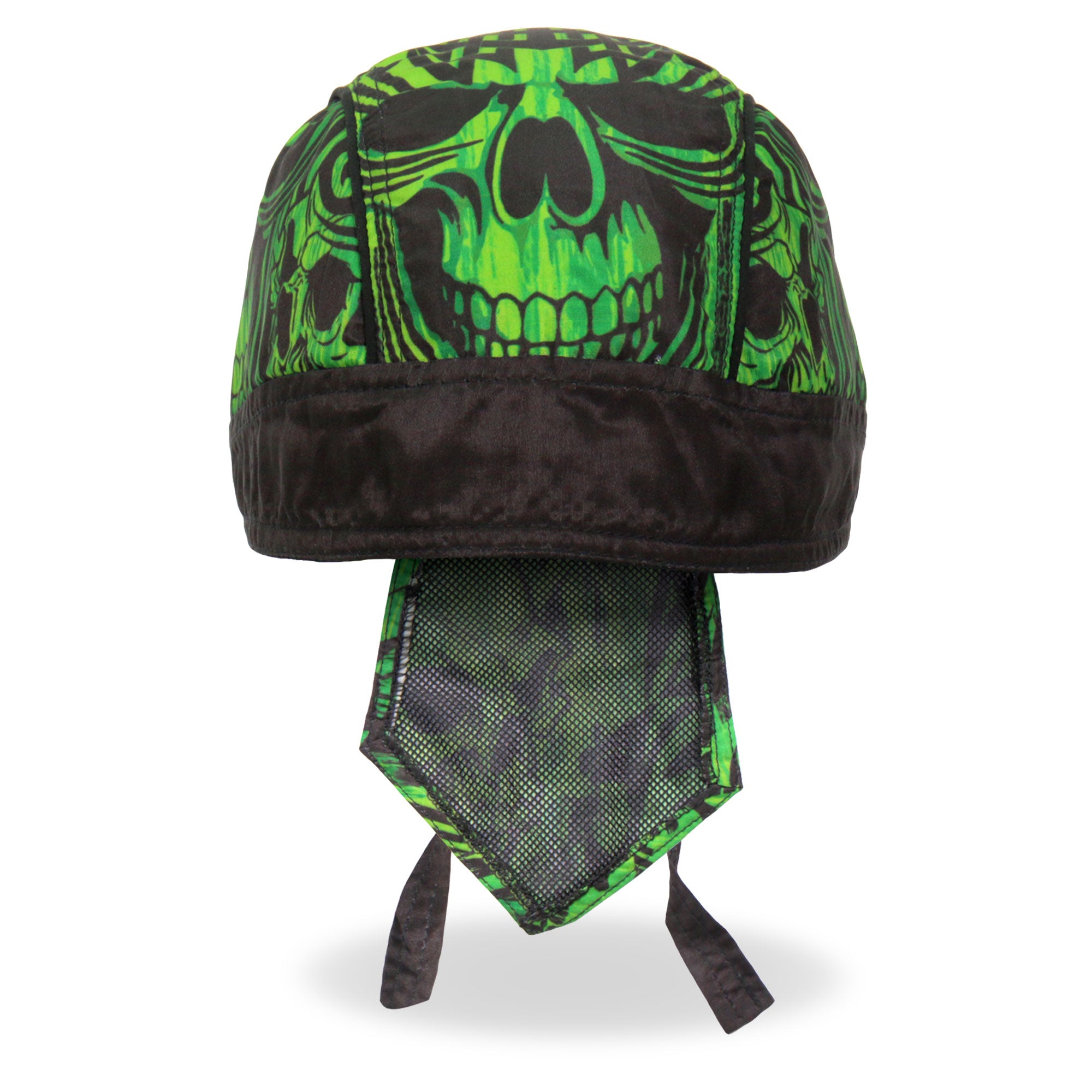 Hot Leathers Over the Top Skulls Green Lightweight Headwrap HWH1114