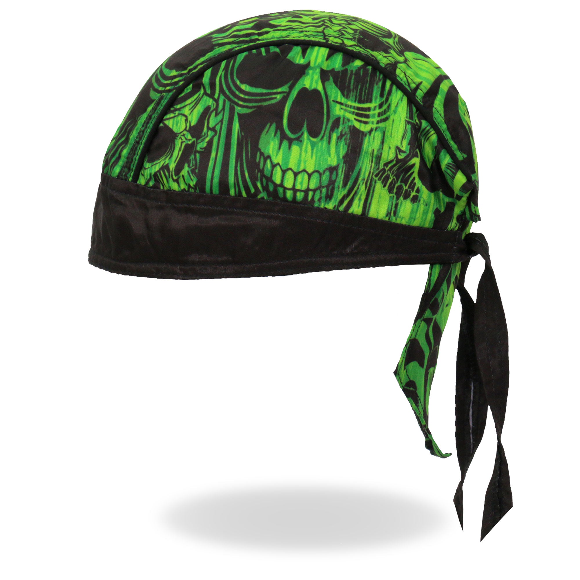 Hot Leathers Over the Top Skulls Green Lightweight Headwrap HWH1114