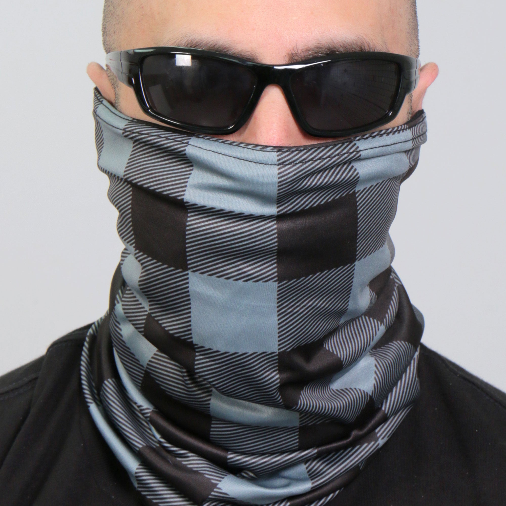 Hot Leathers HWN2021 Gray and Black Plaid Neck Gaiter