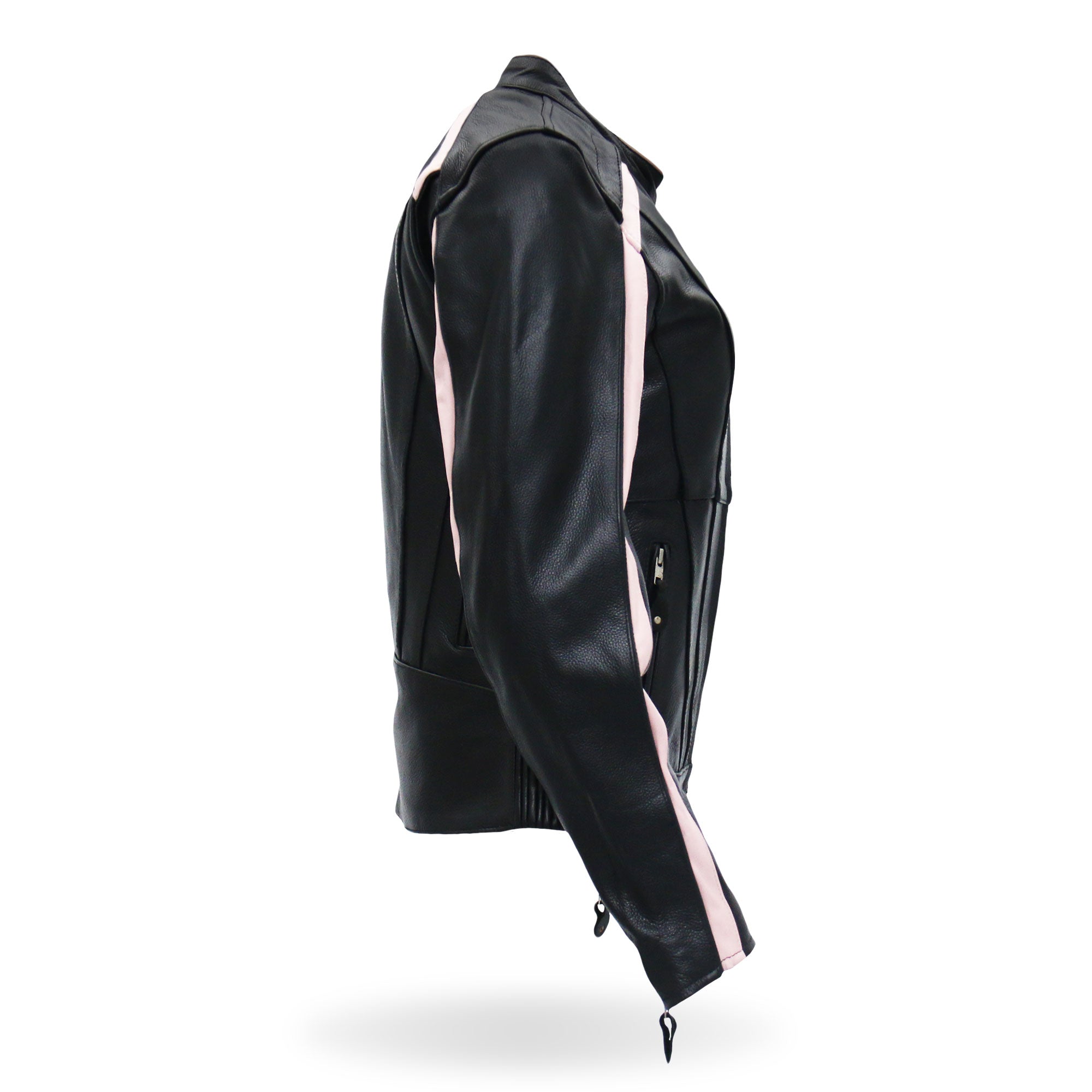Hot Leathers JKL1022 Pink Striped Motorcycle Leather Biker Jacket with