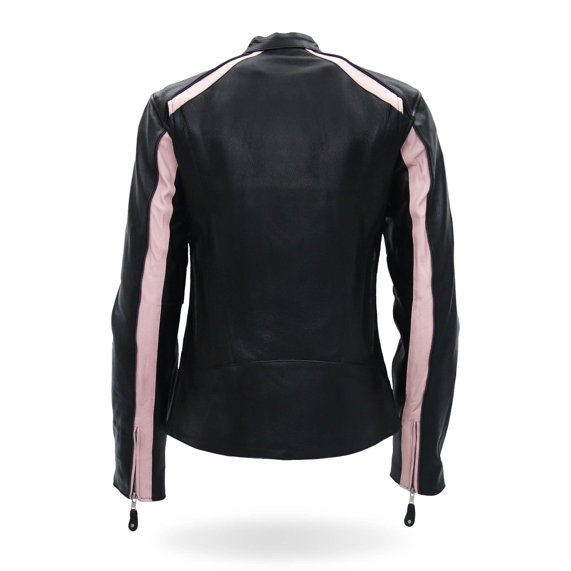 Hot Leathers JKL1022 Pink Striped Motorcycle Leather Biker Jacket with Reflective Piping