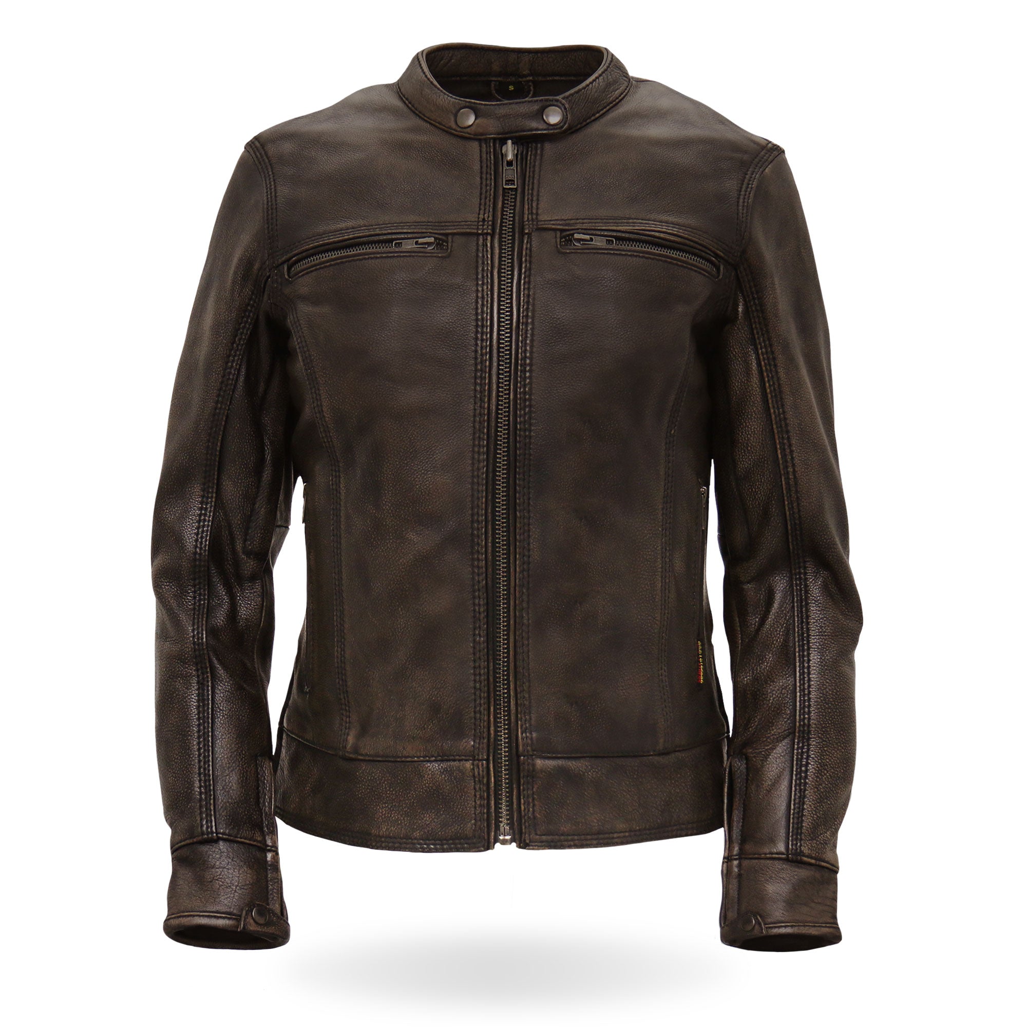 Hot Leathers JKL1024 Ladies Distressed Brown Motorcycle Leather Biker Jacket with  Concealed carry Pockets