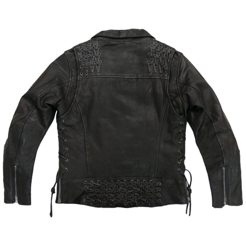 Hot Leathers JKL1027 Ladies Black Lace Detail Carry Conceal Leather Motorcycle Biker Jacket